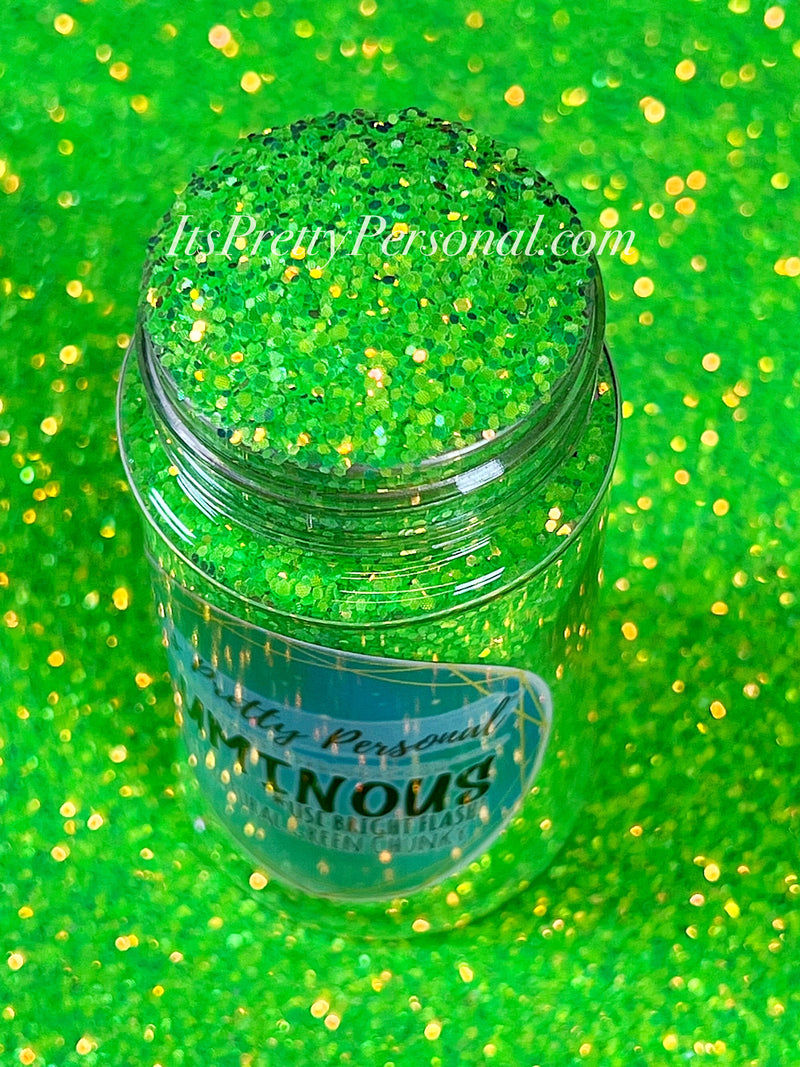 “Supernatural Green Chunky” (Medium Cut)- Luminous Reflective Glitter Collection